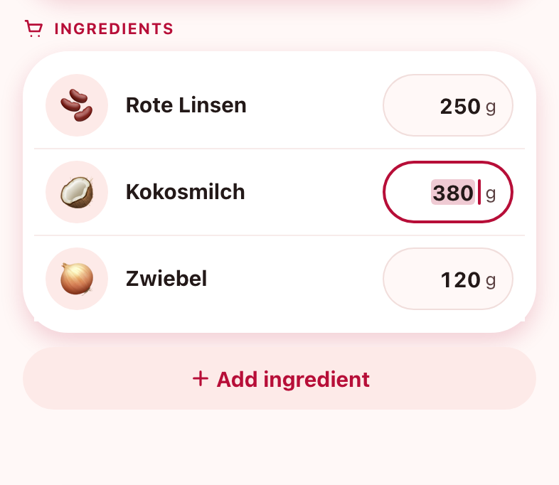 A, before: typing the new amount